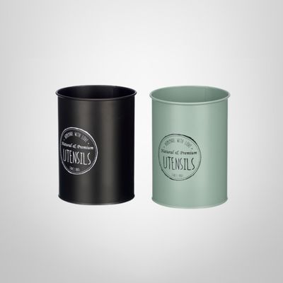 Porta Utensilios de Acero Inoxidable 12,8x12,8x17cm 2 Colores KINVARA