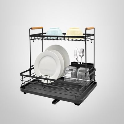 Escurridor de Vajilla 2 Niveles c/Bandeja y Desague Negro KASSEL