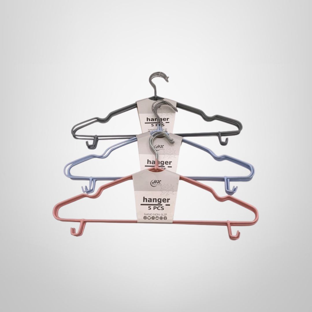 Set x5 Perchas para Ropa de Metal c/Antideslizante 40x19cm