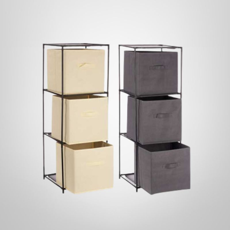 Cajonera de Metal con 3 Estantes de TNT 34,5x34,5x100cm KIPIT