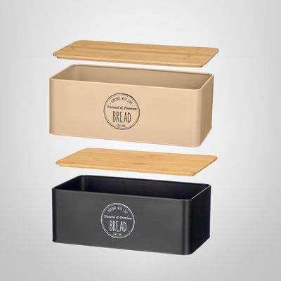 Panera de Metal con Tapa de Bambú  18,5x33x13cm "Bread" KINVARA