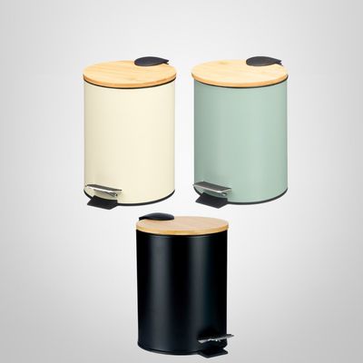 Basurero de Metal c/Tapa de Bambú y Pedal 3 Litros BERILO
