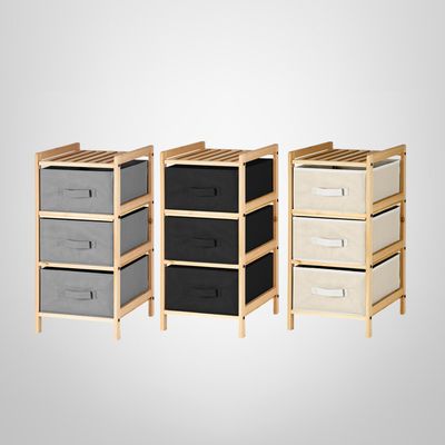 Estantería de Bambú con 3 Cajones de TNT 36x34x66cm KIPIT