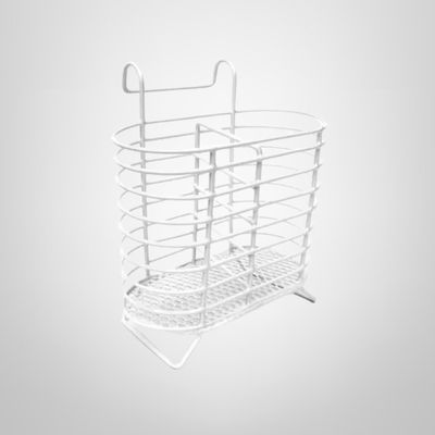 Escurridor de Cubiertos de Metal Plastificado Blanco 16x18x11cm