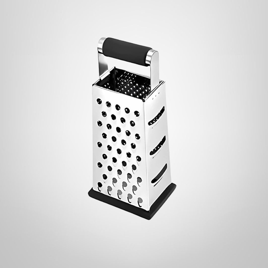 Rallador de Acero Inoxidable 4 Caras c/Asa y Base de Silicona