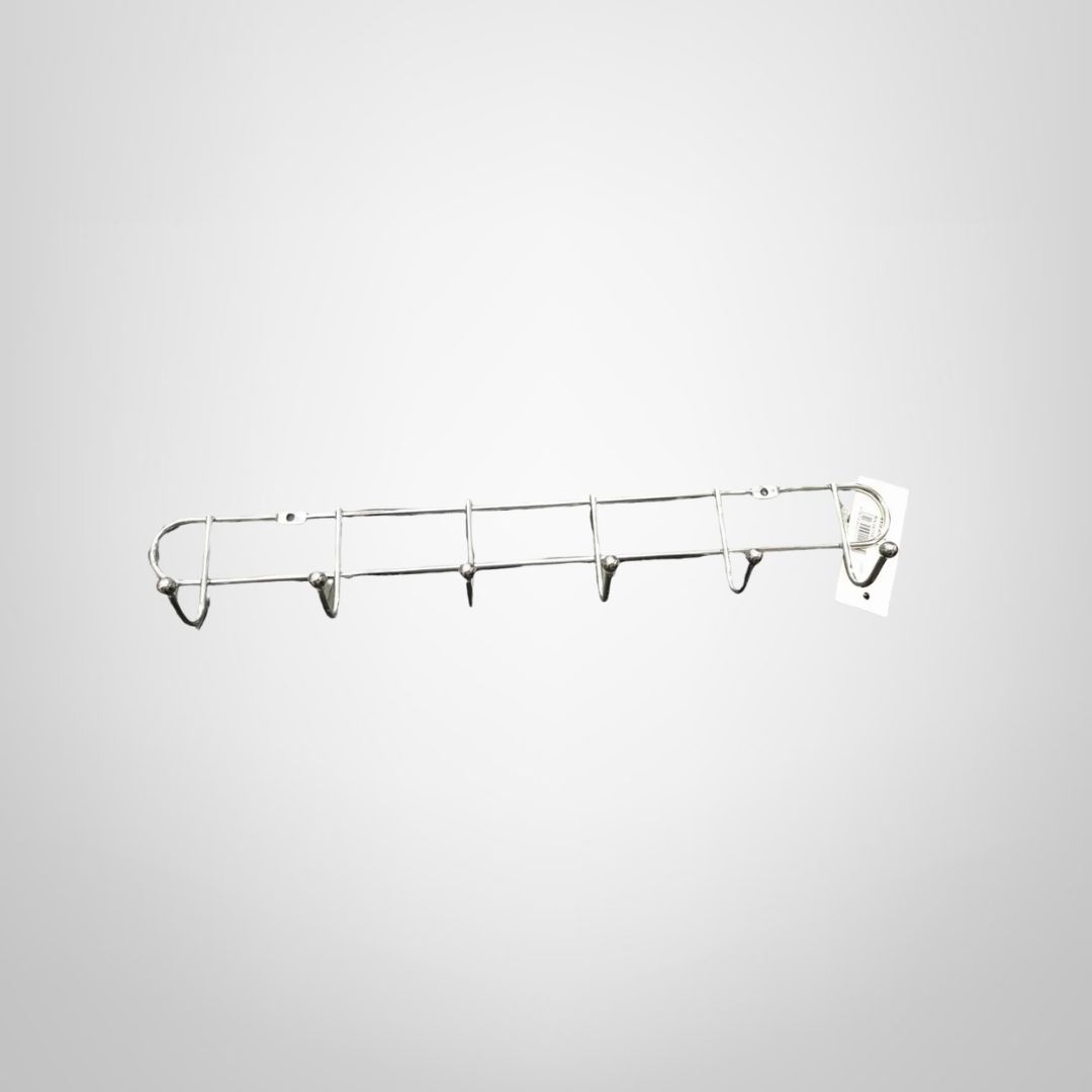 Perchero de Metal Cromado para Puerta/Pared de 6 Ganchos 33,5cm de Largo
