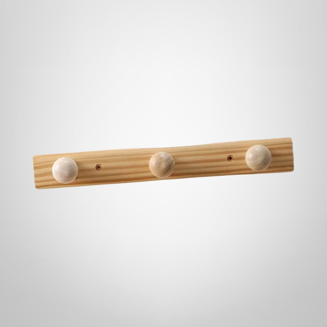 Perchero de Madera para Puerta/Pared 3 Ganchos 35,5cm