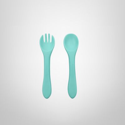 Tenedor y Cuchara de Silicona para Bebé 13cm Varios Colores