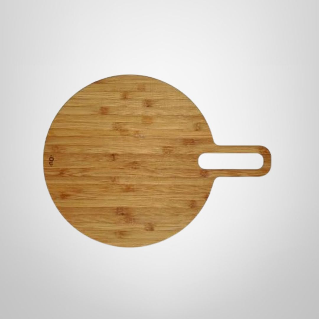 Tabla o Bandeja de Servir Redonda de Madera de Bambú c/Cabo 1,5x35x44cm "Lume" OU