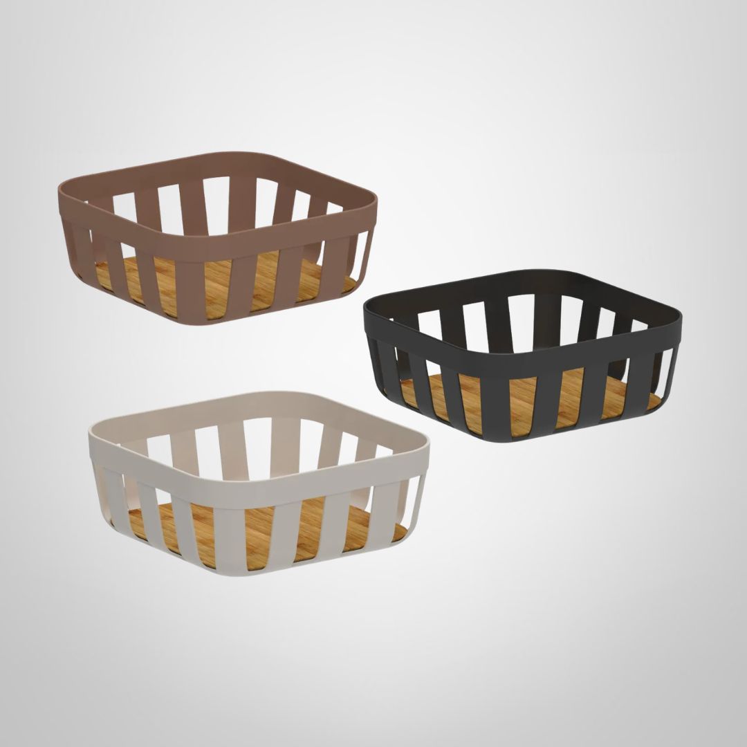 Panera de Plástico c/Bandeja de Madera de Bambú9,3x24x24cm "Lume" OU