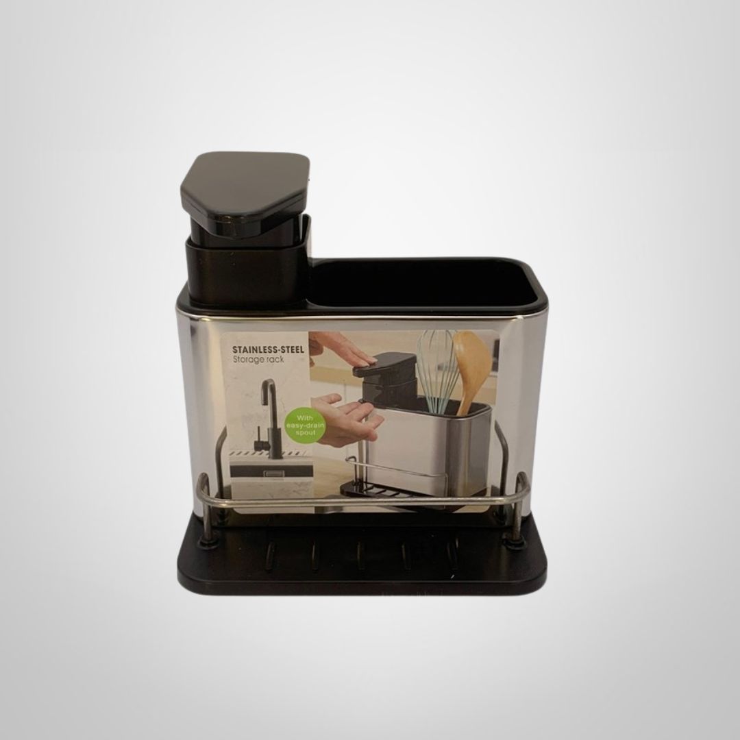 Dispensador de Jabón Líquido con Escurridor y Porta Esponja 18x19x13cm