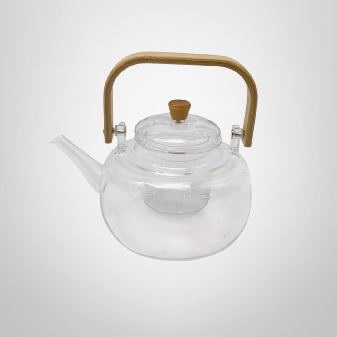 Tetera de Vidrio c/Filtro 900ml c/Asa de Madera