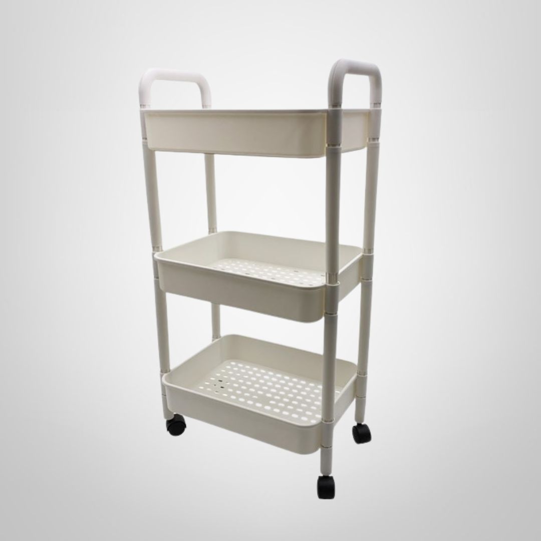 Carrito Organizador de Plástico con 3 Canastos y Ruedas 42x78x29cm