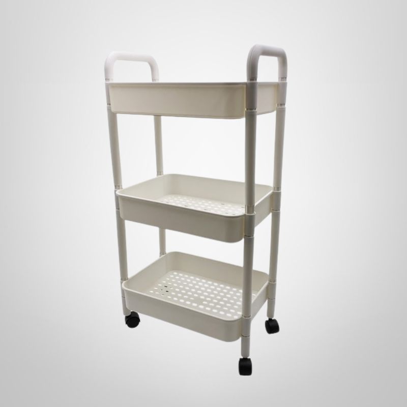 Carrito Organizador de Plástico con 3 Canastos y Ruedas 42x78x29cm