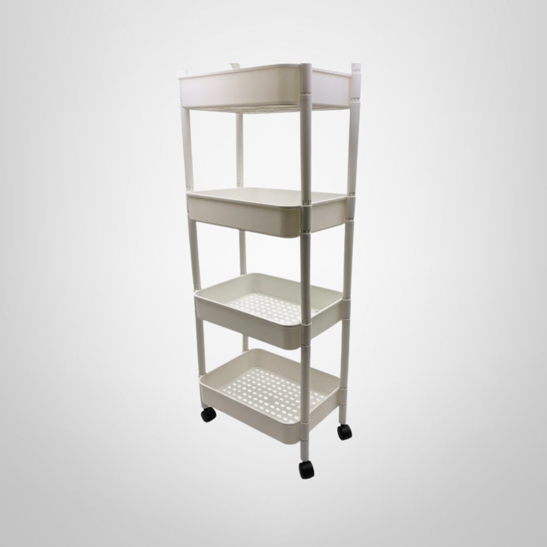 Carrito Organizador de Plástico 4 Canastos con Ruedas 42x104x29cm