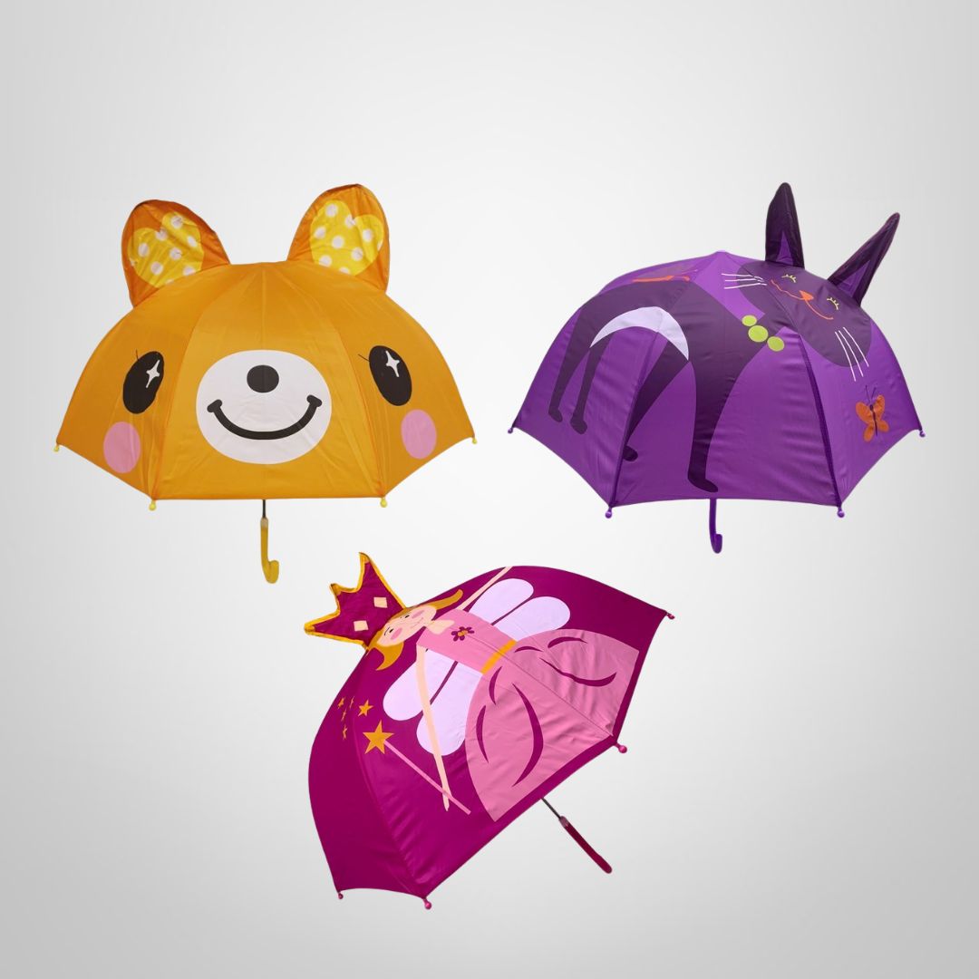 Paraguas Infantil c/Antenas 8 Varillas en Varios Diseños