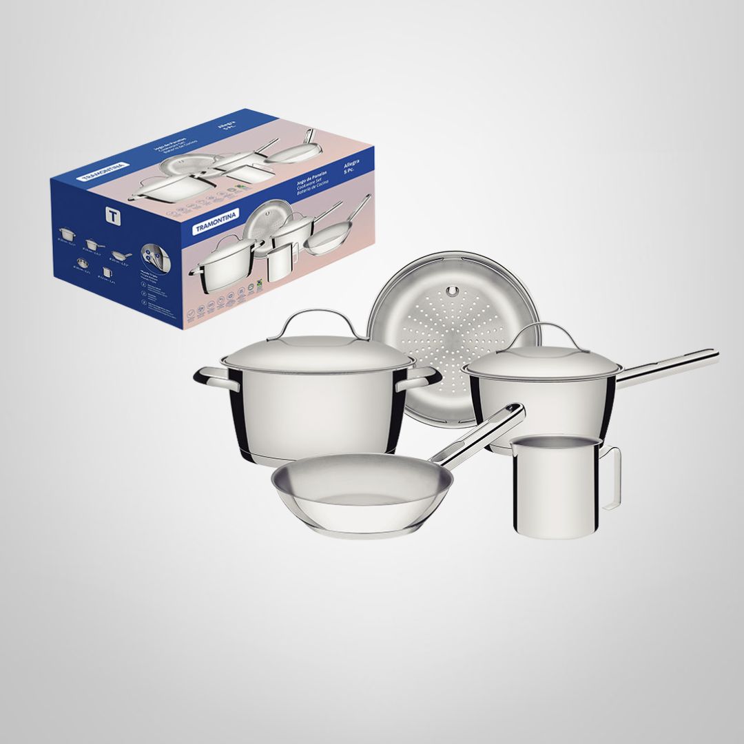 Juego de Ollas de Acero Inoxidable 7 Piezas "Allegra" TRAMONTINA