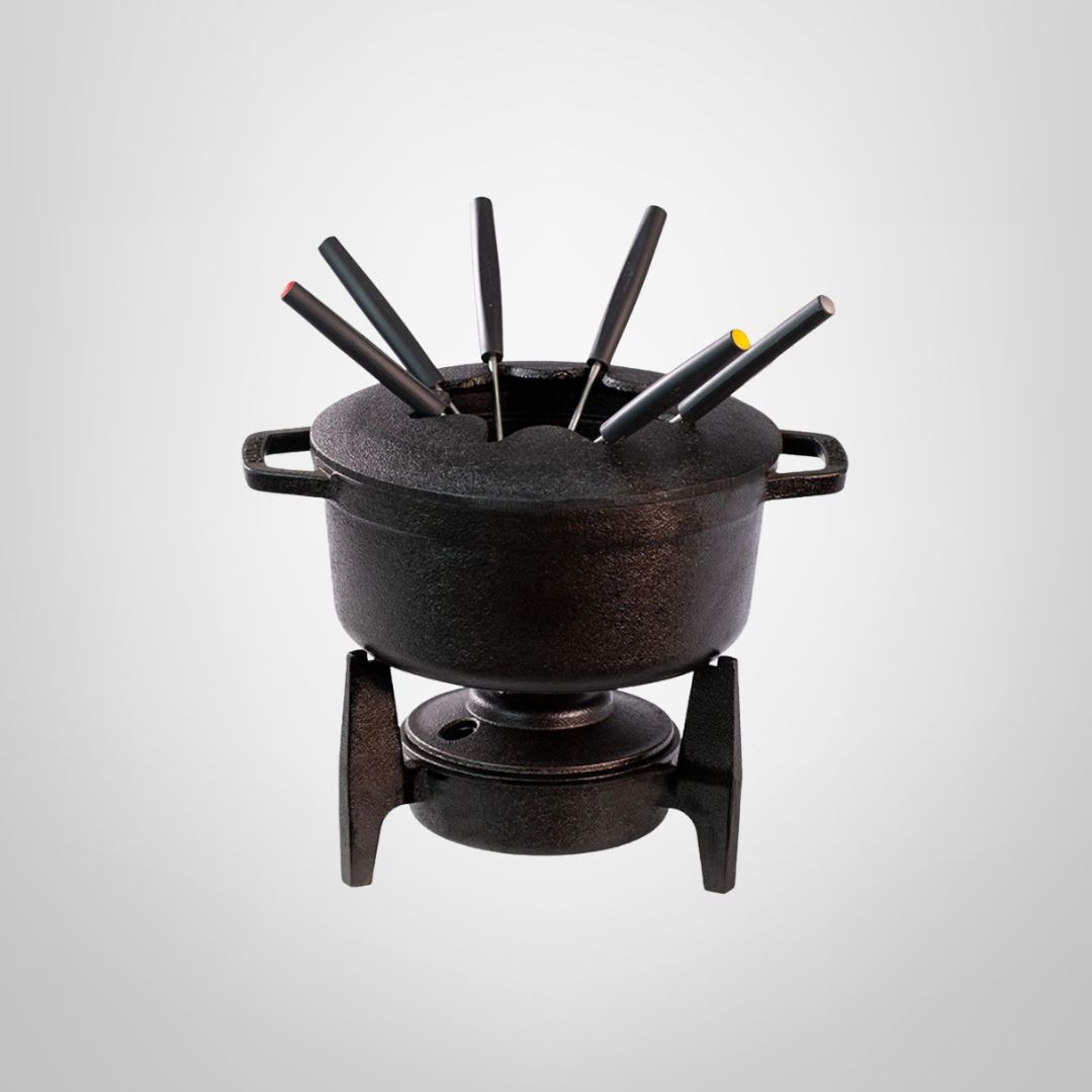 Set Fondue de Hierro Fundido Negro