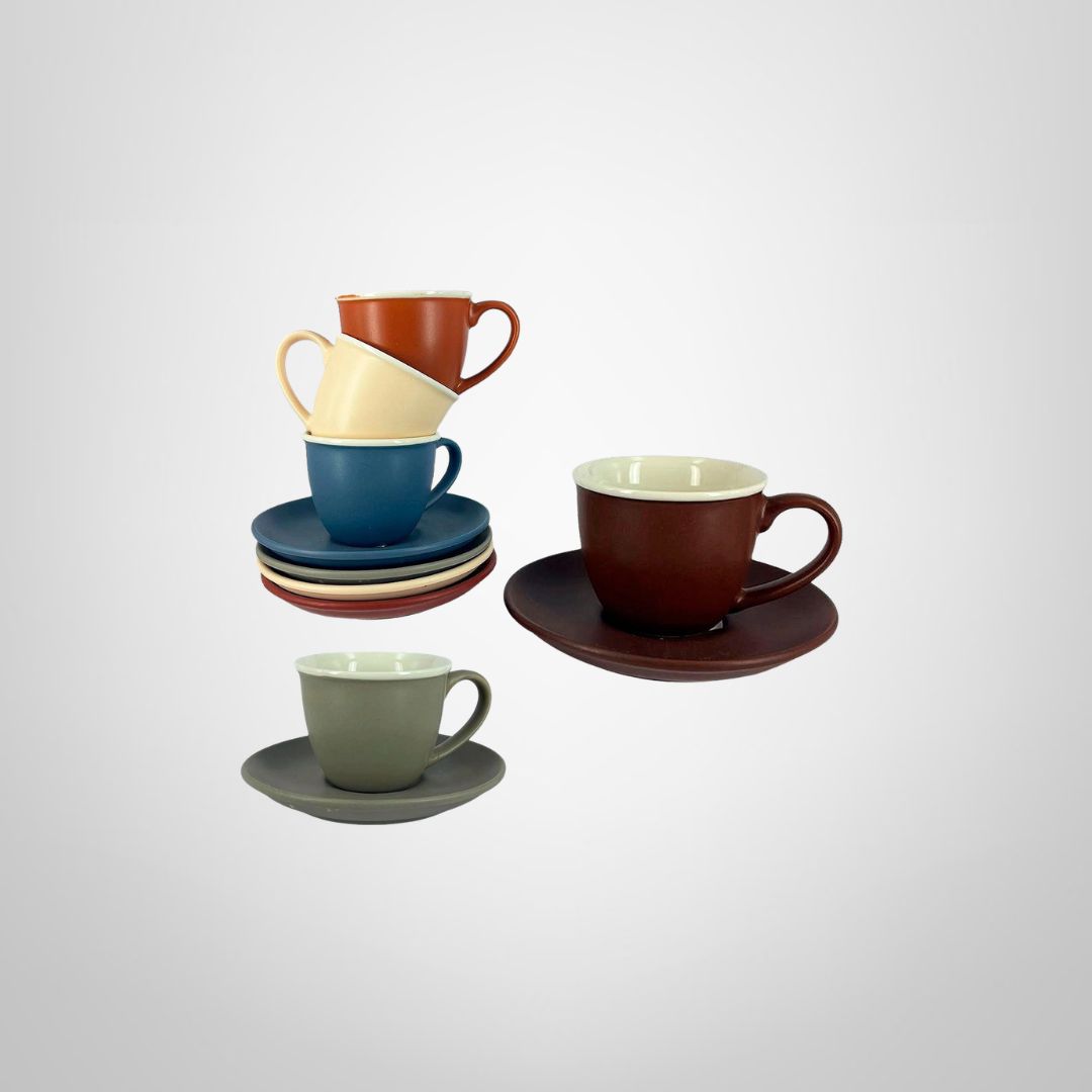 Taza Café c/Platillo de 80ml de Cerámica en Colores Surtidos