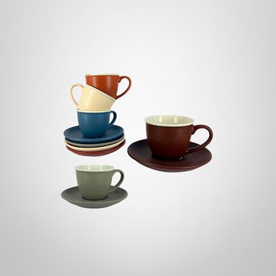 Taza Café c/Platillo de 80ml de Cerámica en Colores Surtidos