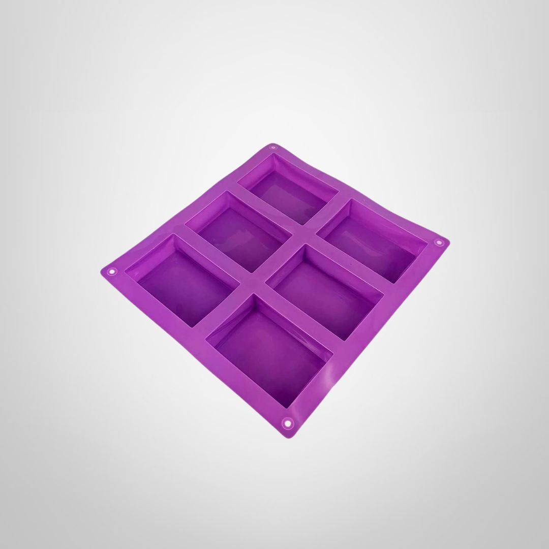 Molde de Silicona 6 Divisiones Rectangulares 23,2x21x2,7cm en Colores Surtidos