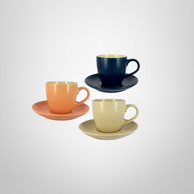 Taza de Te c/Platillo de 200ml de Cerámica en Colores Surtidos