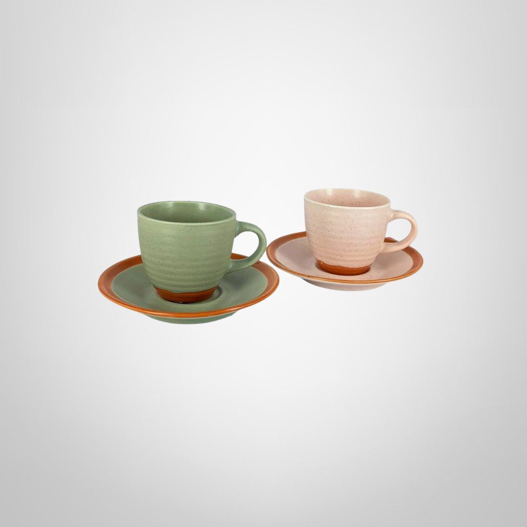 Taza Café c/Platillo de 80ml de Cerámica en Colores Surtidos