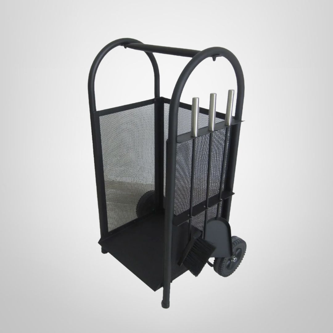 Rack Leñero Vertical c/Ruedas y Atizadores 4 Piezas KASSEL