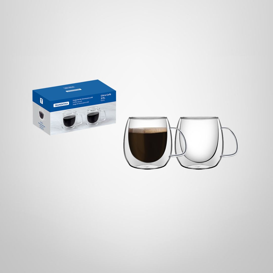 Juego x2 Tazas Doble Vidrio de 100ml TRAMONTINA