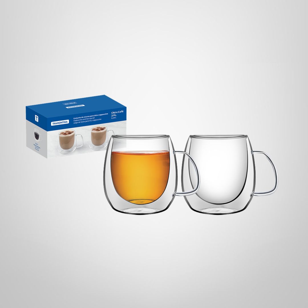 Juego x2 Tazas Doble Vidrio 300ml TRAMONTINA