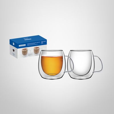 Juego x2 Tazas Doble Vidrio 300ml TRAMONTINA