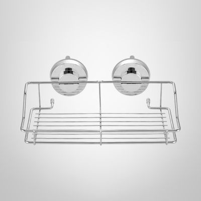 Estante Organizador Rectangular de Acero Inoxidable c/Ventosas para Pared 35x18x10cm
