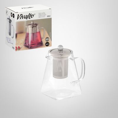 Tetera de Vidrio Templado c/Infusor y Tapa de Acero Inoxdiable 800ml VIVALTO