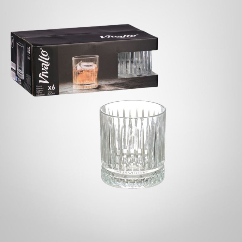 Juego x6 Vasos de Whisky de Cristal Labrados VIVALTO