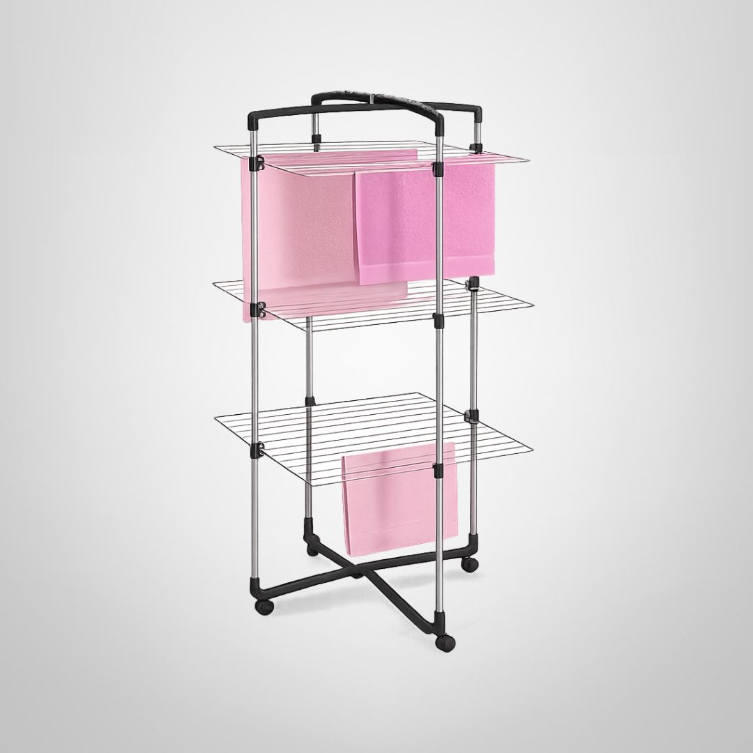 Tendedero Vertical 3 Niveles de Acero Inoxidable Negro METALTEX