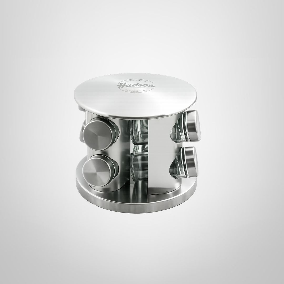 Especiero Giratorio 8 Frascos de Acero Inoxidable HUDSON