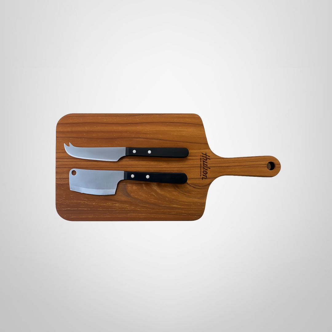Set de Tabla de Madera + 2 Cuchillos para Queso HUDSON