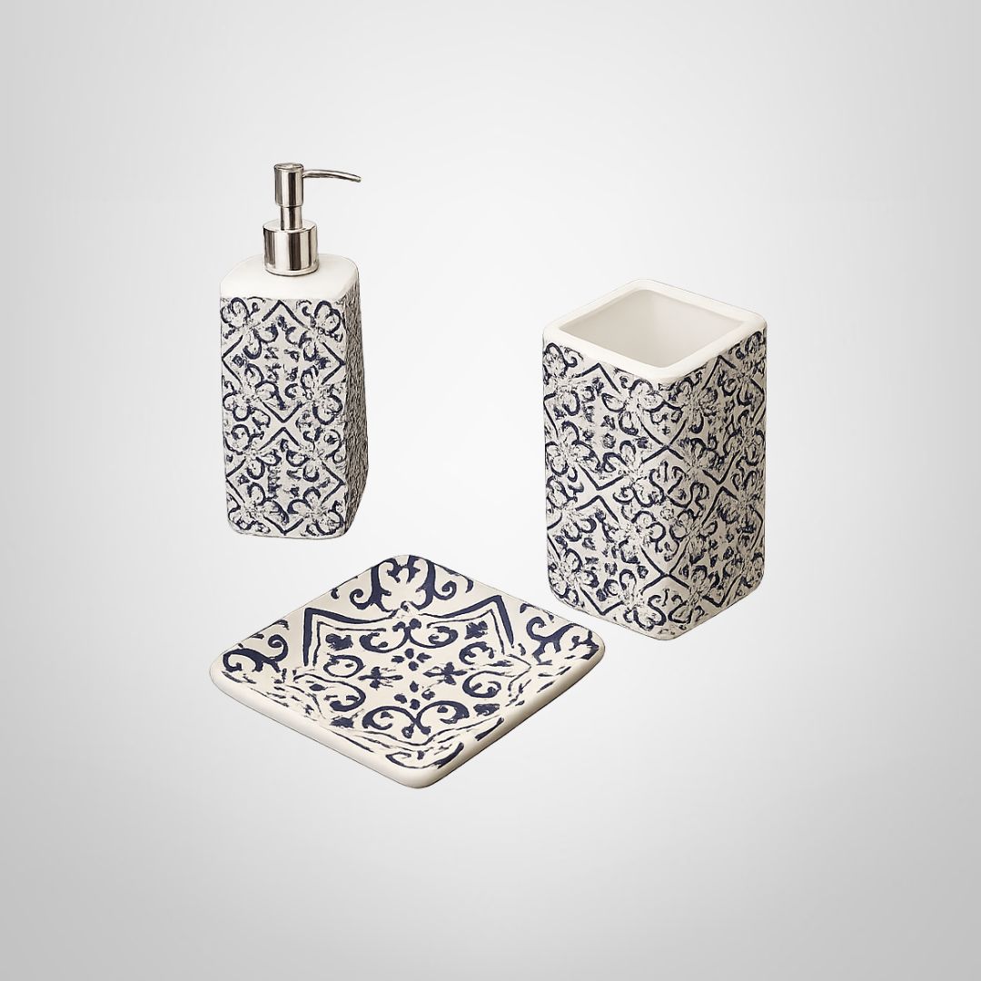 Juego de Baño de Cerámica de 3 Piezas con Diseño