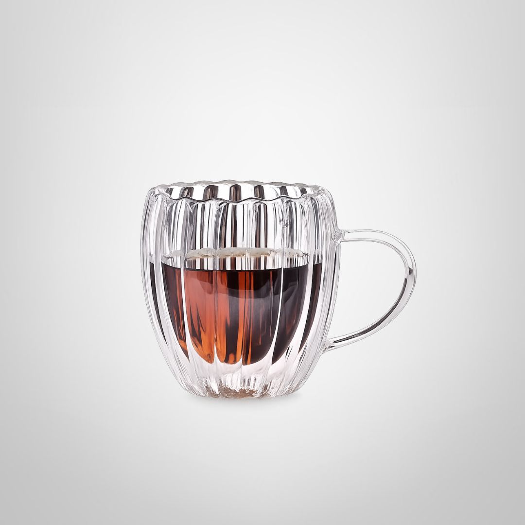 Taza de Vidrio Doble Pared con Ondas 250ml