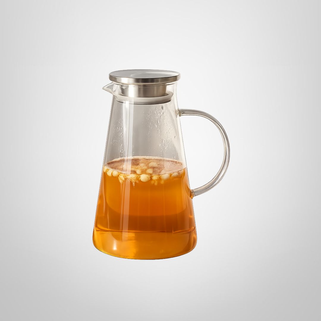 Jarra de Borosilicato con Tapa y Filtro de Acero Inoxidable 1,8 Litros