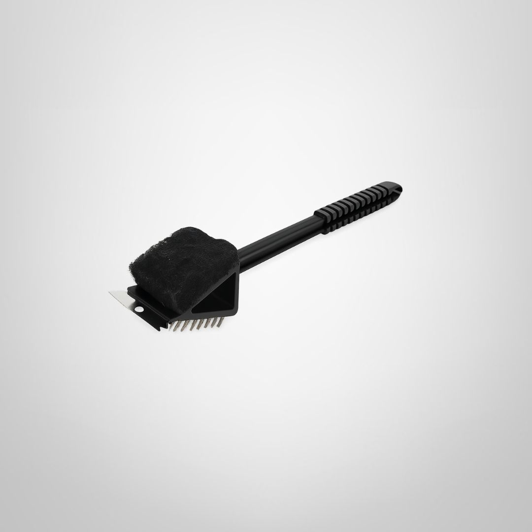 Cepillo para Parrilla 3 Usos Mango Corto Negro