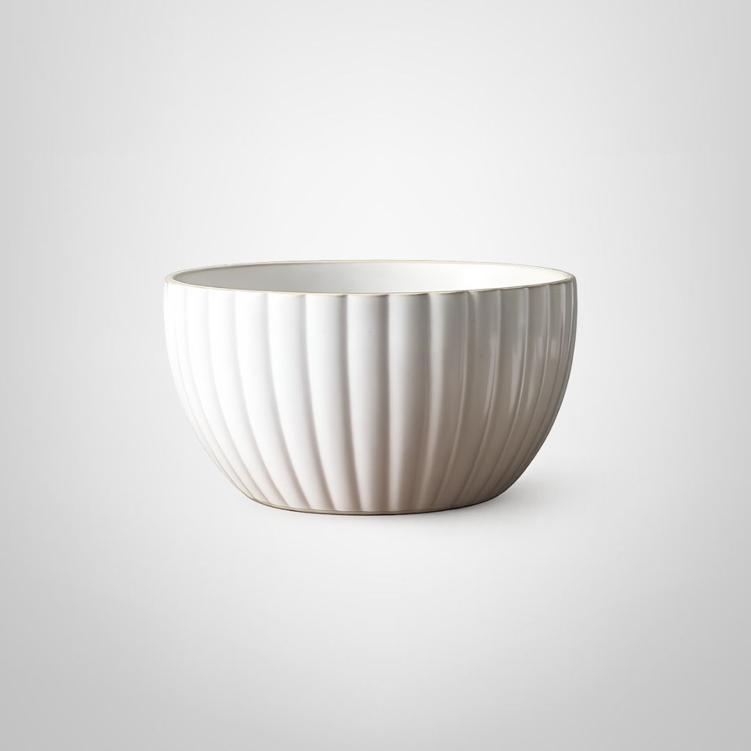 Bowl Ensaladera de Cerámica con Líneas 23,5x12cm Blanco