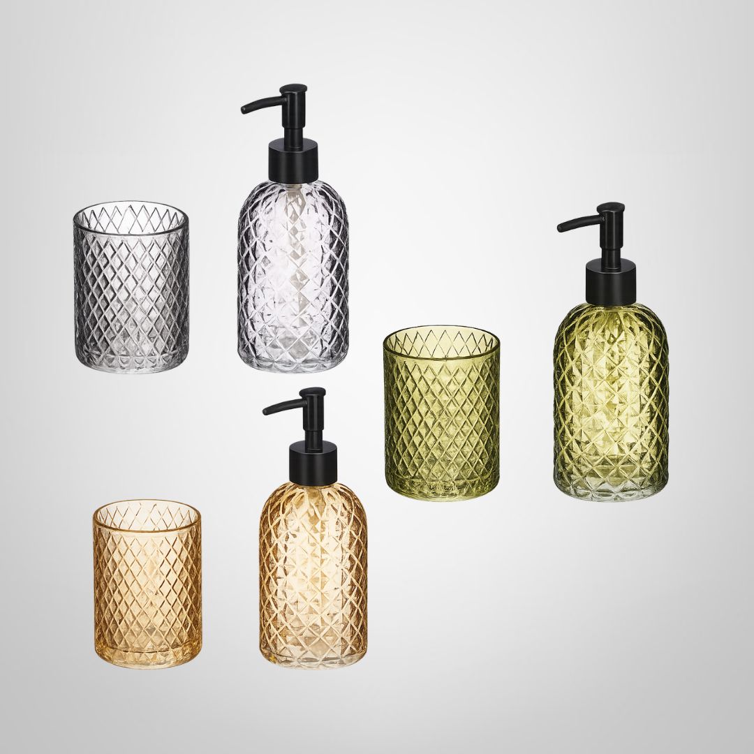 Set de Baño 2 Piezas de Vidrio Diamante BERILO
