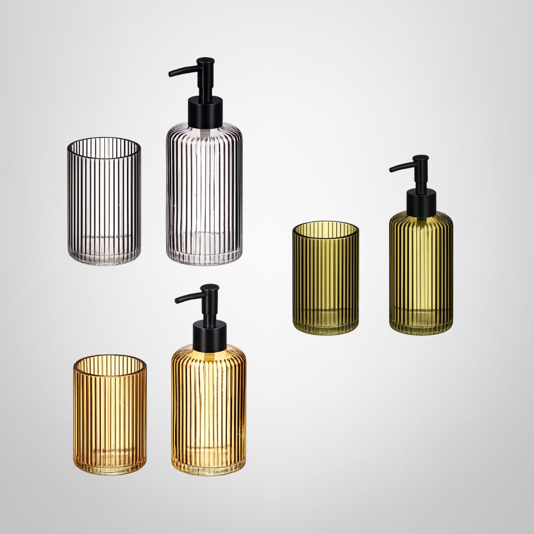 Juego de Baño 2 Piezas de Vidrio Rayas BERILO