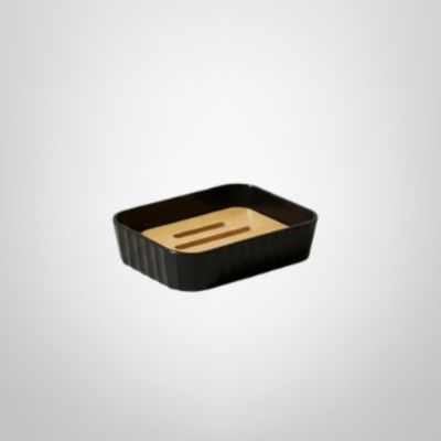 Jabonera de Plástico con Bambú Negra