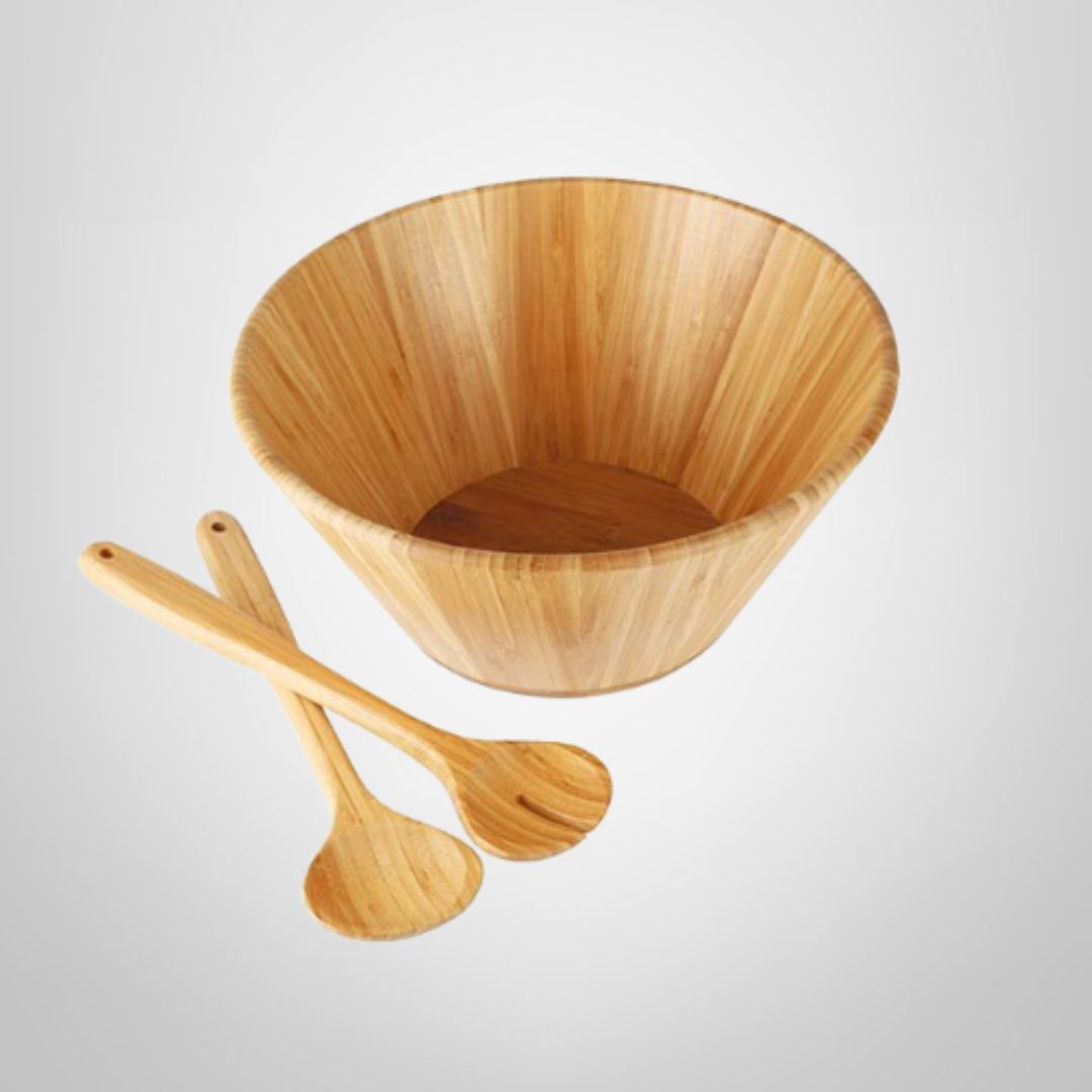 Set Ensaladera 3 Piezas de Madera de Bambú