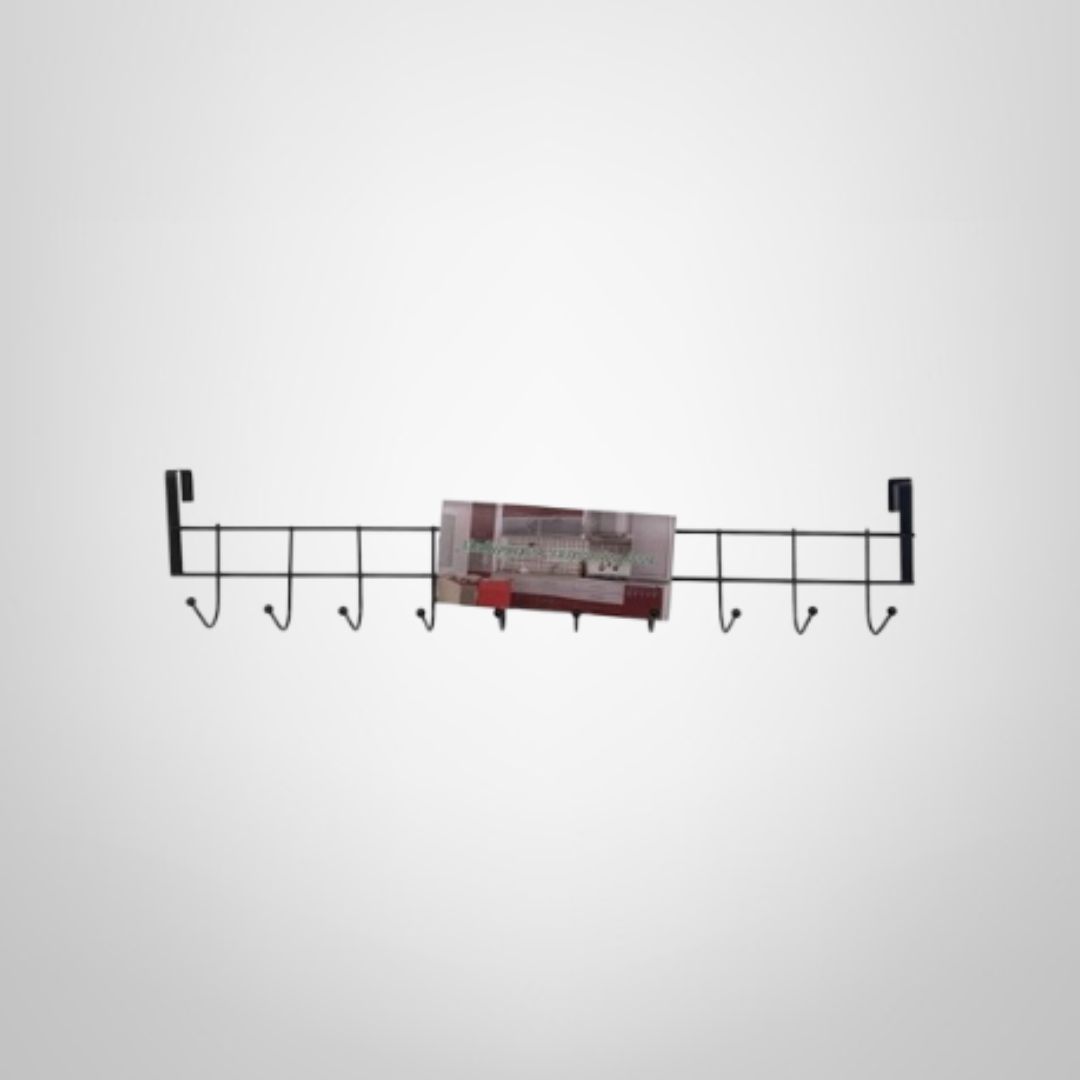 Perchero de Metal para Puerta 10 Ganchos Negro 44x9,5cm