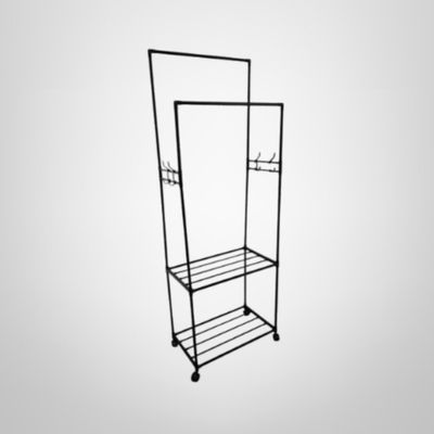 Mueble Perchero Doble de Plástico y Metal 60x168x30cm en 2 Colores