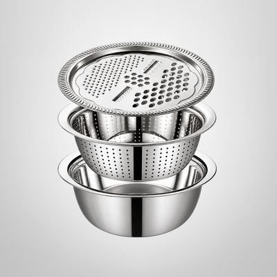 Bowl, Colador y Rallador (3 en 1) de Acero Inoxidable 28x8,5cm