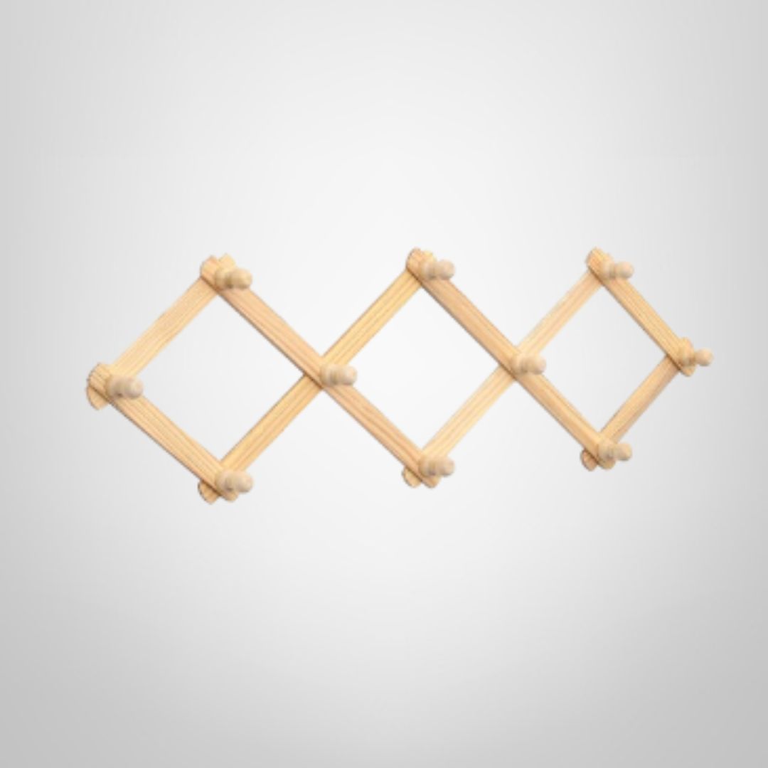 Perchero Plegable de Madera 32x8cm 10 Ganchos
